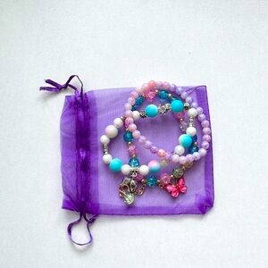 Colorful Beaded Elephant and Butterfly Bracelet Set